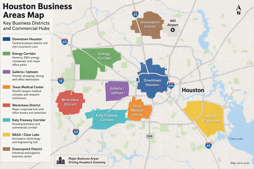 Business areas in Houston, Texas
