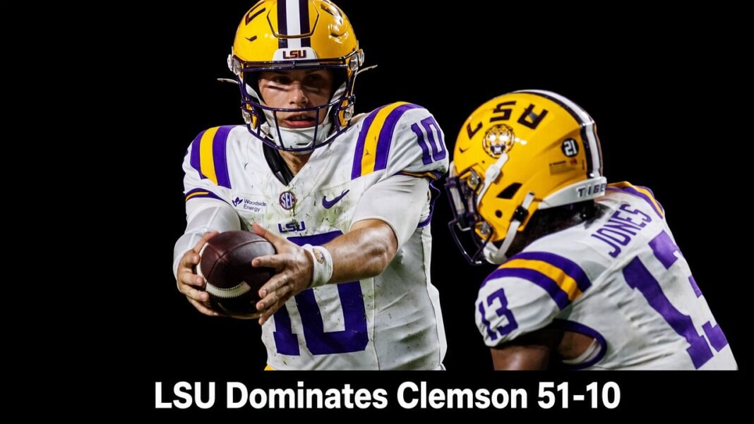 LSU vs Clemson game as LSU wins 51-10